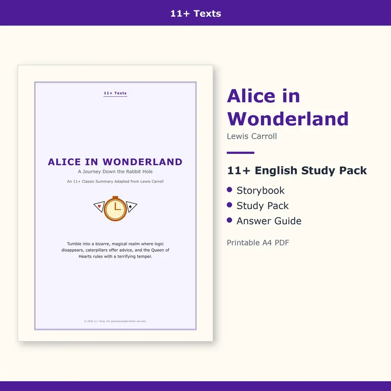 Alice in Wonderland 11+ study pack cover
