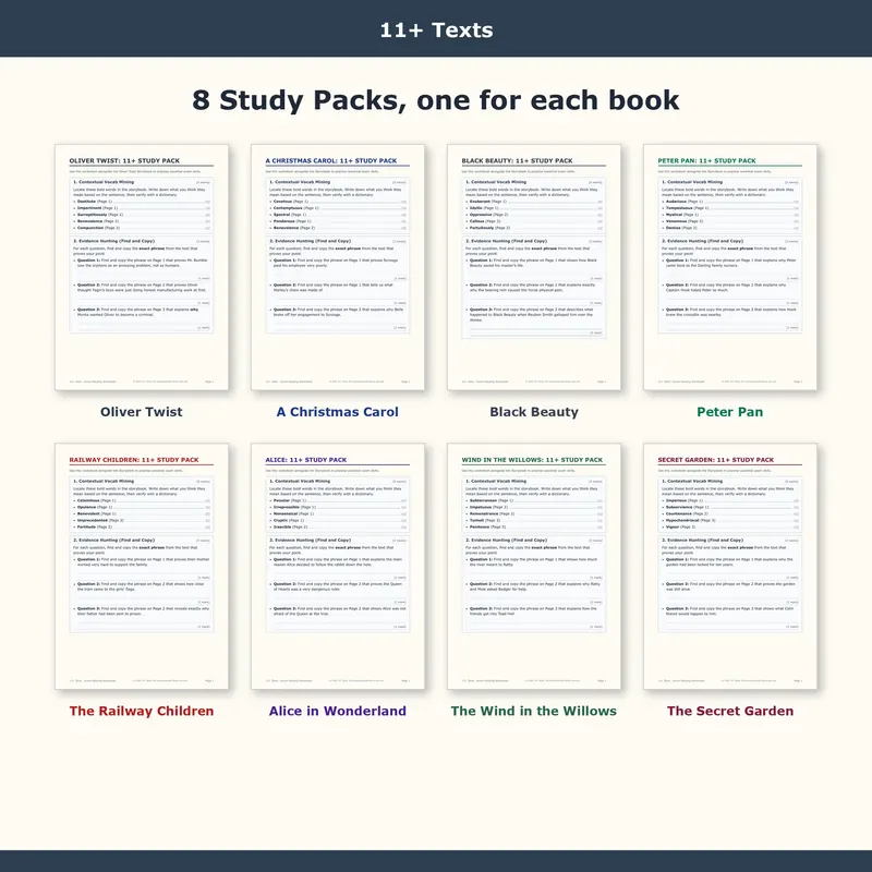 Pages from several of the study packs in the bundle