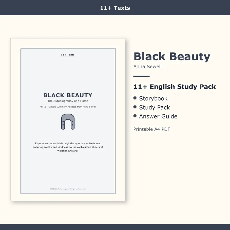 Black Beauty 11+ study pack cover
